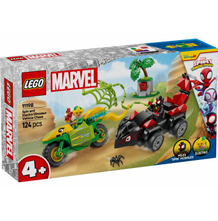 Lego Super Heroes Spins och Electros jakt med dinosauriefordon