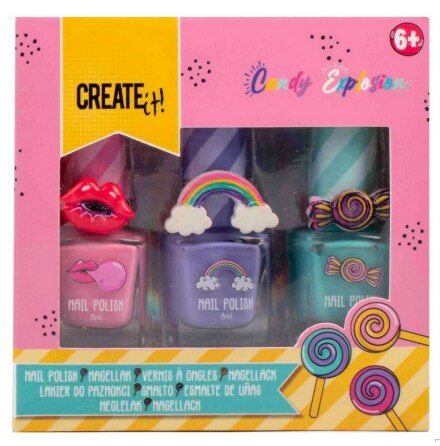 Create It! Nagellack 3-pack, Rosa/Lila/Turkos