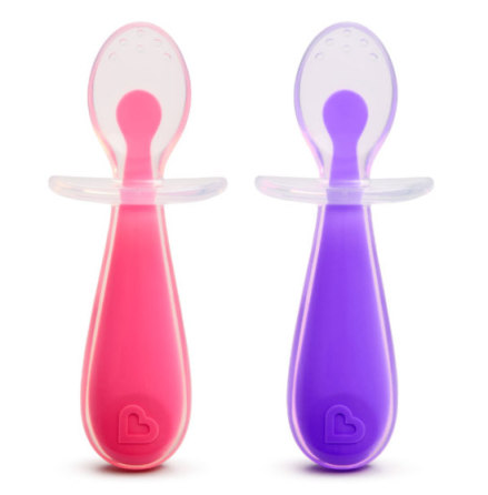 Munchkin Gentle Scoop Silicone Training Spoons, Rosa/Lila